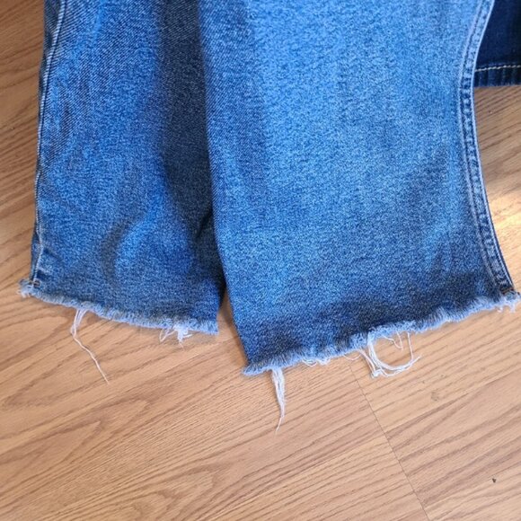 GOOD AMERICAN GOOD CURVE STRAIGHT JEANS CROPPED RAW HEM HIGH RISE STRETCH sz 16 - Picture 6 of 8